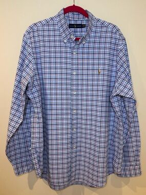Ralph Lauren Multi-Check Button-Down Shirt in Blue and White